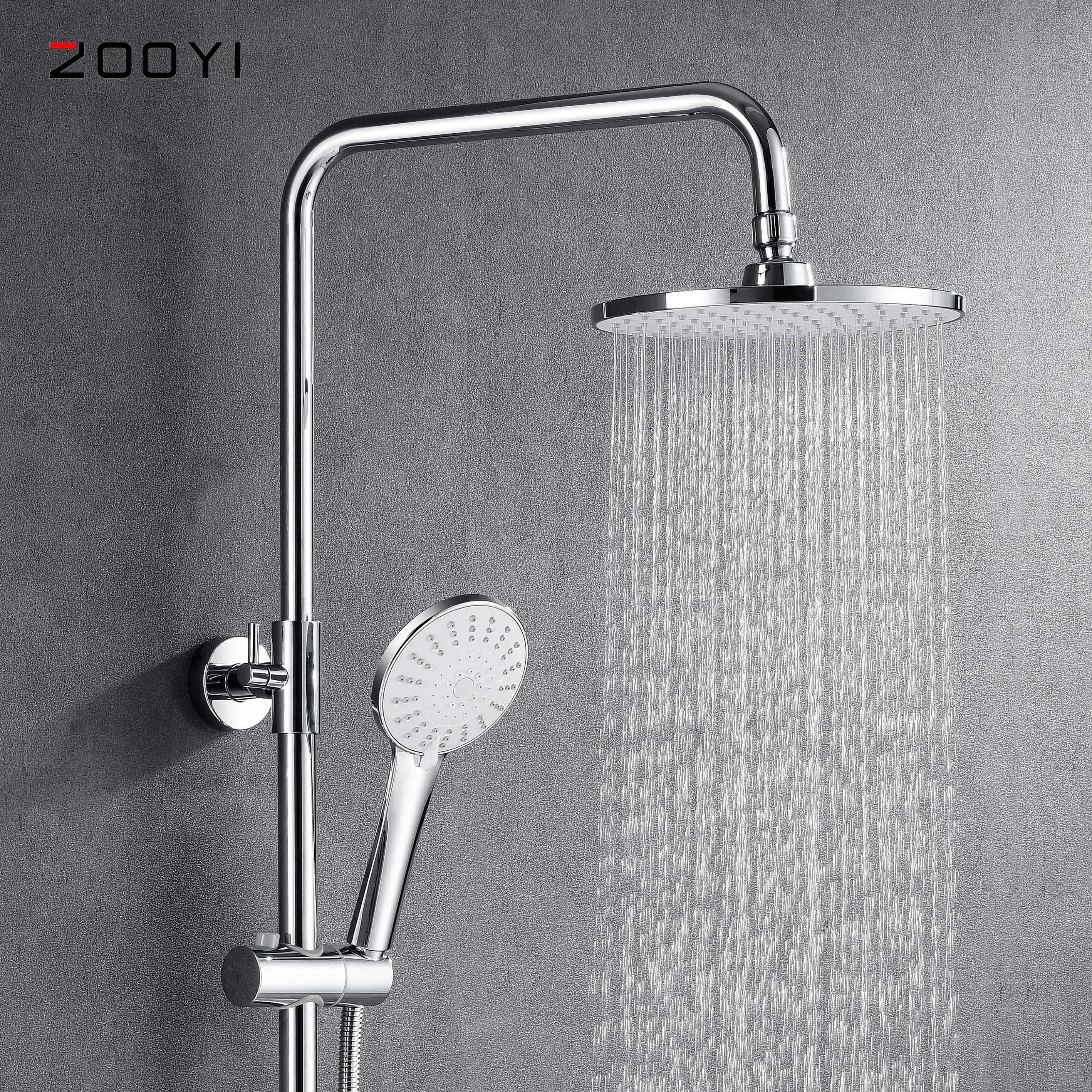 ZOOYI производитель ABS насадка для душа настенное крепление Латунь Три функции ванной термостатический смеситель набор