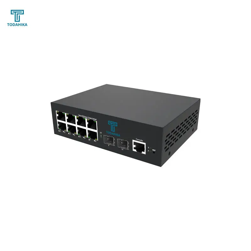 2 * Gigabit SFP 8 * 10 / 100 / 1000Base - T PoE External Power Supply DC52V 120w network switch