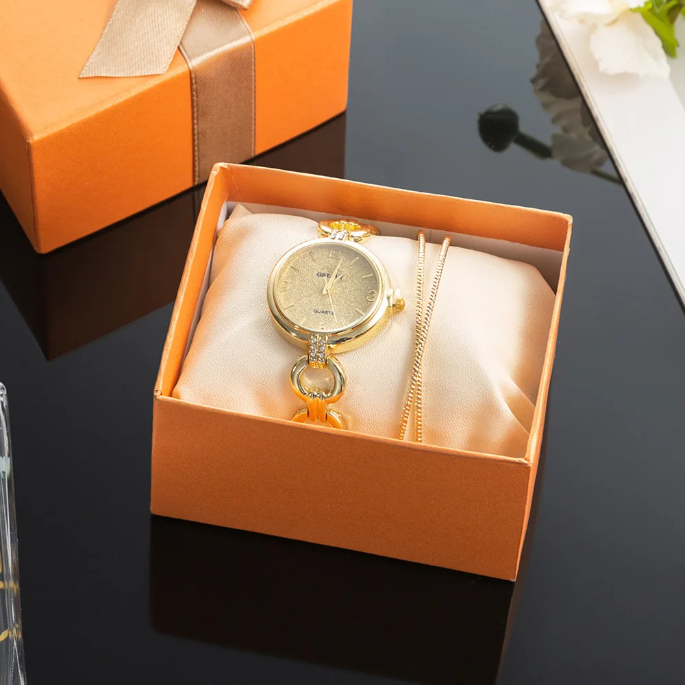 New arrival 2pcs set ladies girls gift bracelet gold hollow reloj diamond watch jewelry
