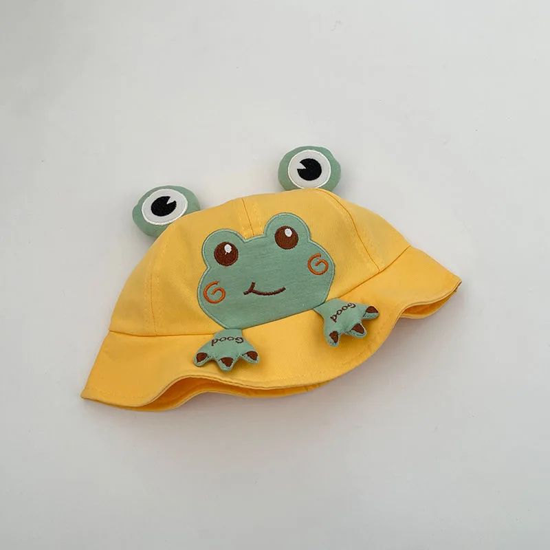 MOTE-GS093 Children Summer Thin Leisure Mesh Fisherman Hat Cute Frog Big Eyes Breathable Boys and Girls Baby Pot Hat