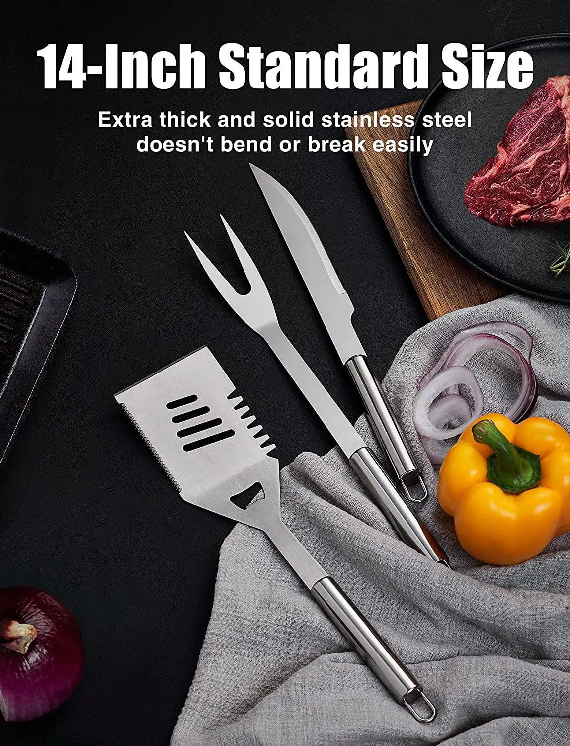 11-Pieces Tools Apron Grill Set Stainless Steel BBQ Roaster Barbecue Combination Tool Set Outdoor BBQ Tool Kits