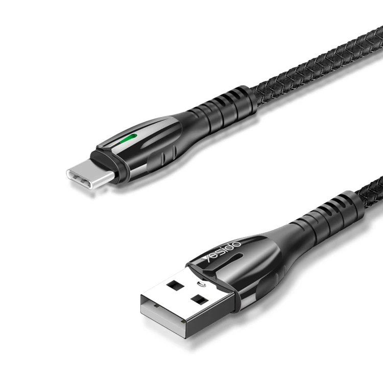 
Yesido Nylon Braided znic Alloy Plating Data Cable Line Wholesale Usb Charging Cable For Iphone 