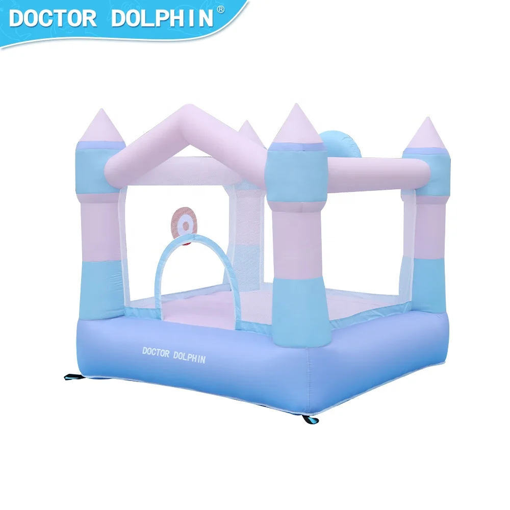 Doctor Dolphin Pink Bounce House Inflatable Small Trampoline for Toddle Indoor Inflatable Bouncer with Blower Home use Bouncer