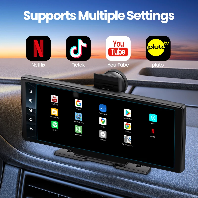 Maustor 10.26 inch Android 10 Wireless Carplay 4+64G 8 Core Universal Car Smart Screen With 3G/4G Sim Card TF Card Wifi BT