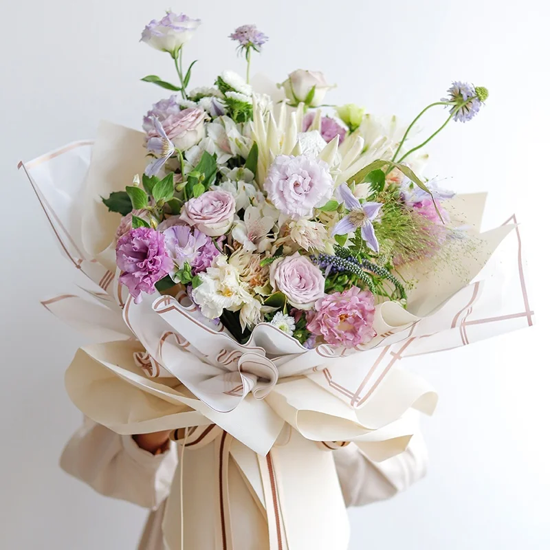 
Wavy Printed Flower Wrapping Korea Wholesale Plastic Waterproof Flower Wrapping Paper 