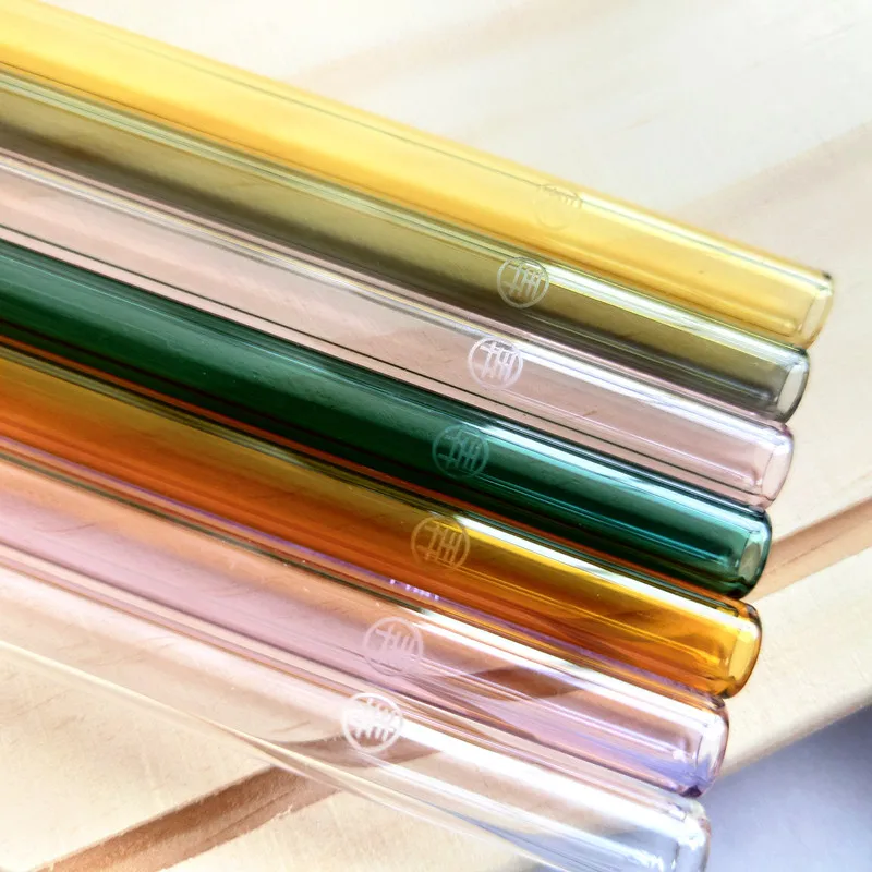 Sustainable Eco Friendly Products Custom Color Reusable Glass Drinking Straws With Logo