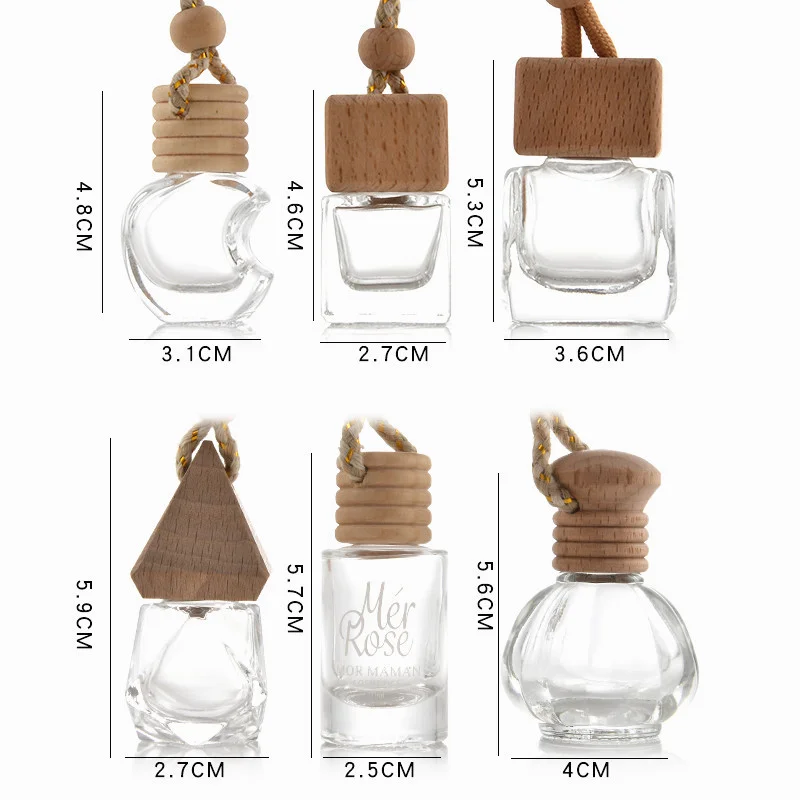 Wholesale Luxury Car Air Freshener Hanging Empty Diffuser Container 5ml 8ml 10ml Pendent Glass Perfume Bottles