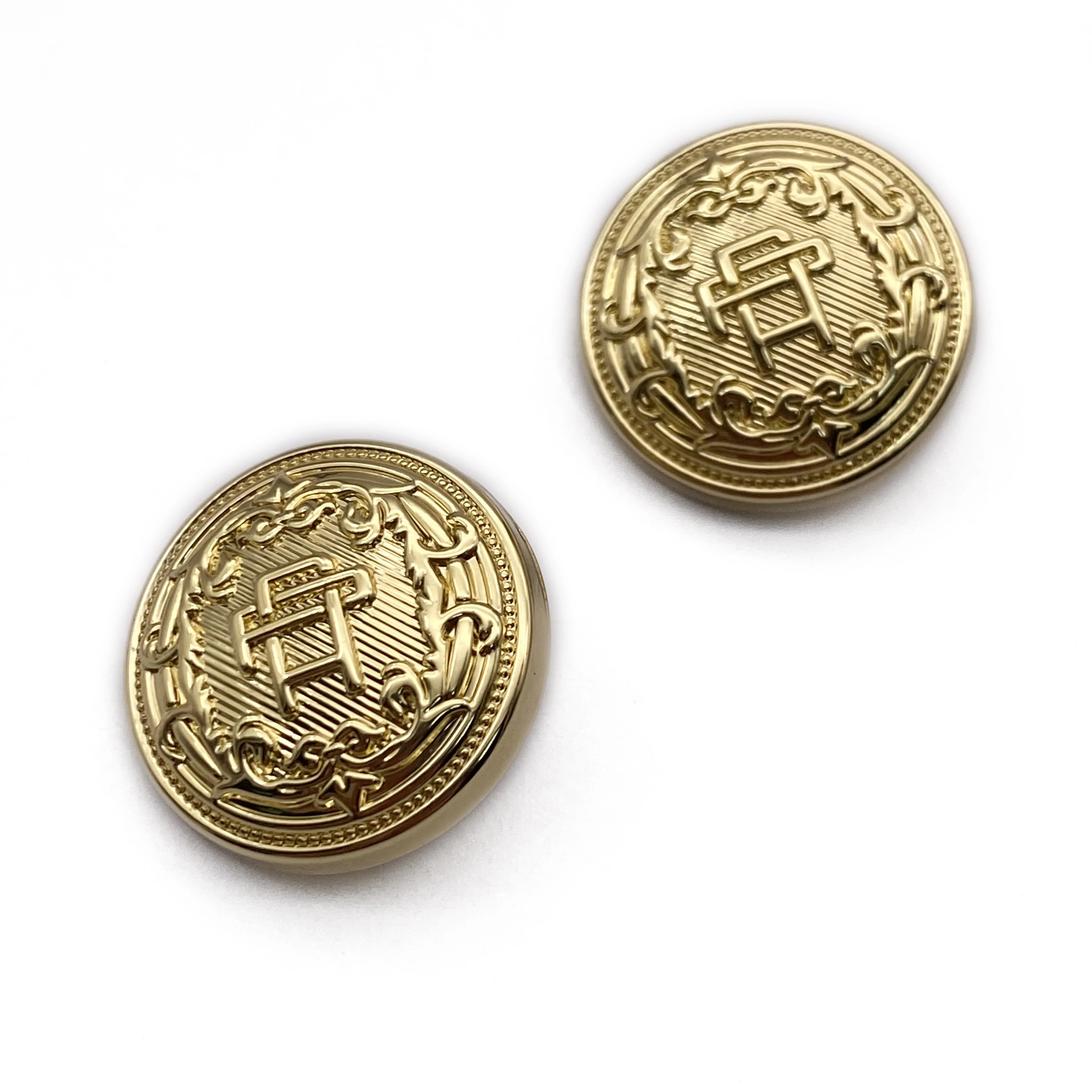 wholesale fancy metal gold blazer shank zinc alloy coat embossed buttons clothes custom shank button