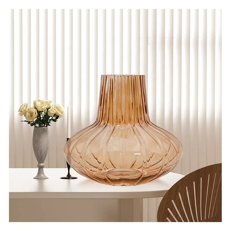 Decorative Round Flower Glass Vase For Flowers Glass Flower Vase Table Decoration Vases For Wedding Center Piece