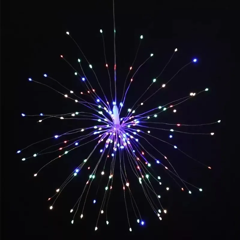 90 Lights Firework LED Fairy String Copper Wire Starburst Solar Powered String Light with 2 Modes Christmas Garden Decoration