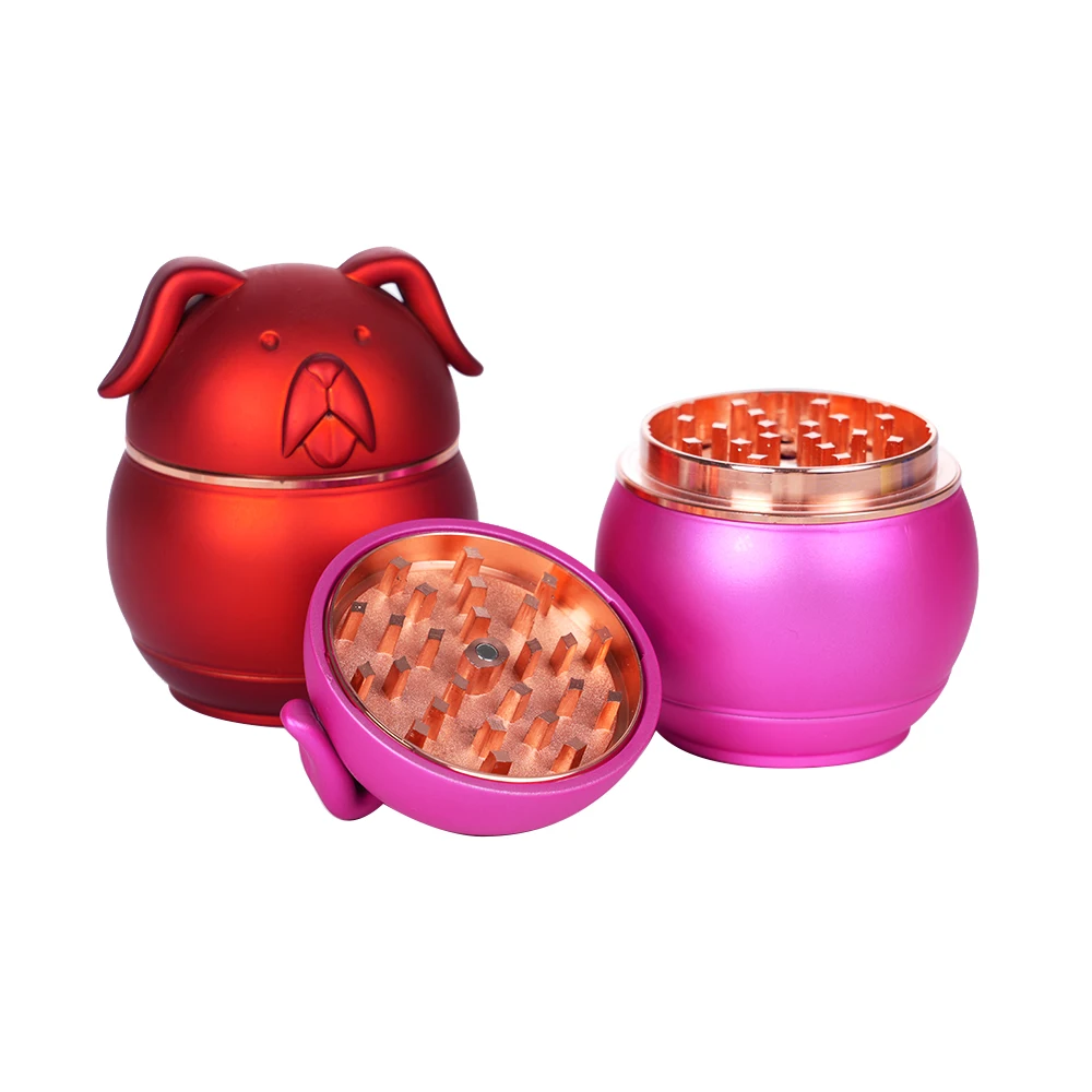 Smoking Accessories Mouse Smooth Drum Rubber Paint 4-Layer Herb Grinder Multi-Color Animal Shape Zinc Alloy Tobacco Grinder