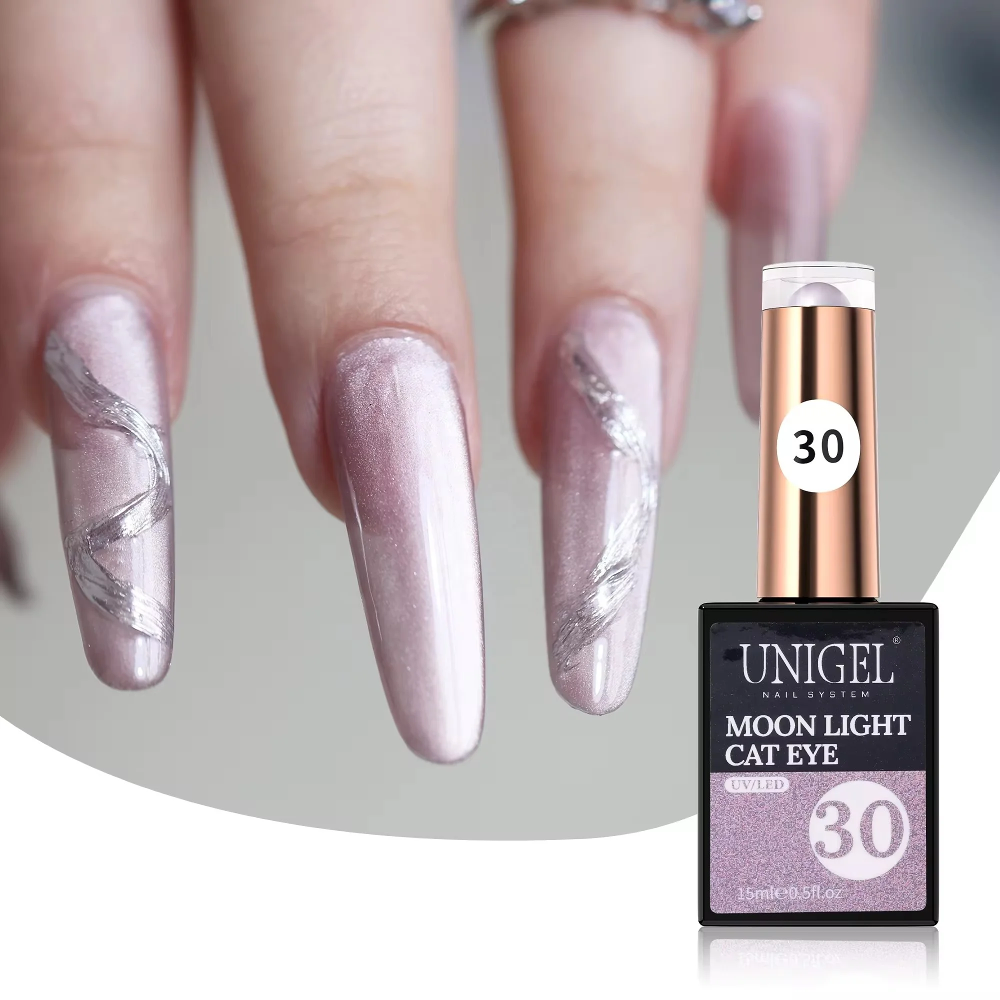 Unigel OEM/ODM Reflective Sparkle Shimmer Magnetic Moonlight Cat Eye Gel Polish for Nail Vendors