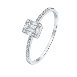 FFT Cheap buy 18K white gold diamond 3-layer square luxury rings jewelry women