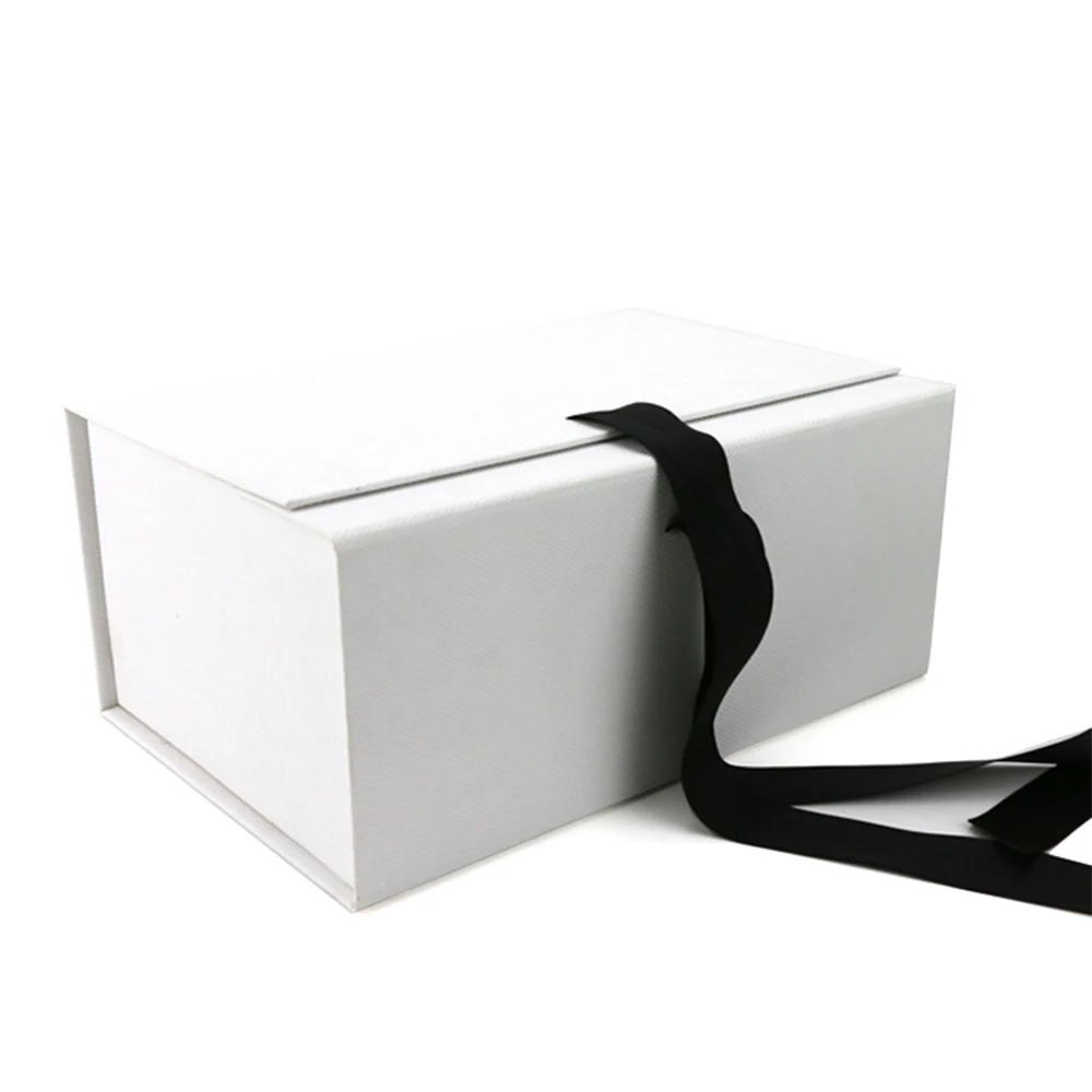 Classic Luxury Customized Wholesale Design Logo Print Cream White Magnetic Lid Book Shape Box With Ribbon Bow For Sweet Cookie