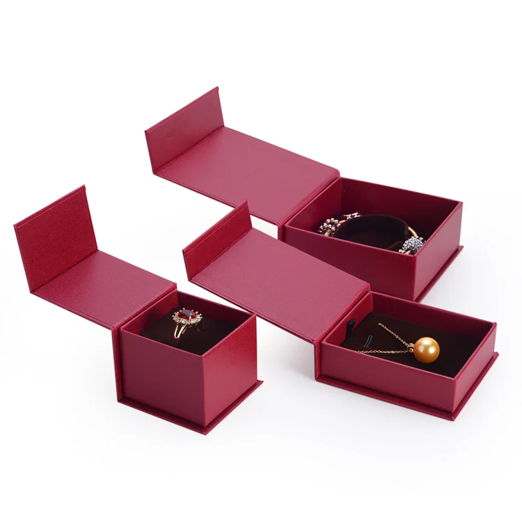 Luxury wholesale wedding red paper cardboard gift packaging printed jewelry box with