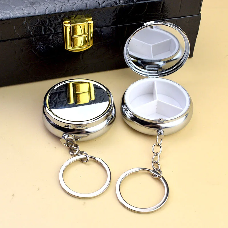 Thermal Sublimation Blank For Print Metal Medicine Box Pill Case Box Round Candy Portable Keychain Jewelry Case