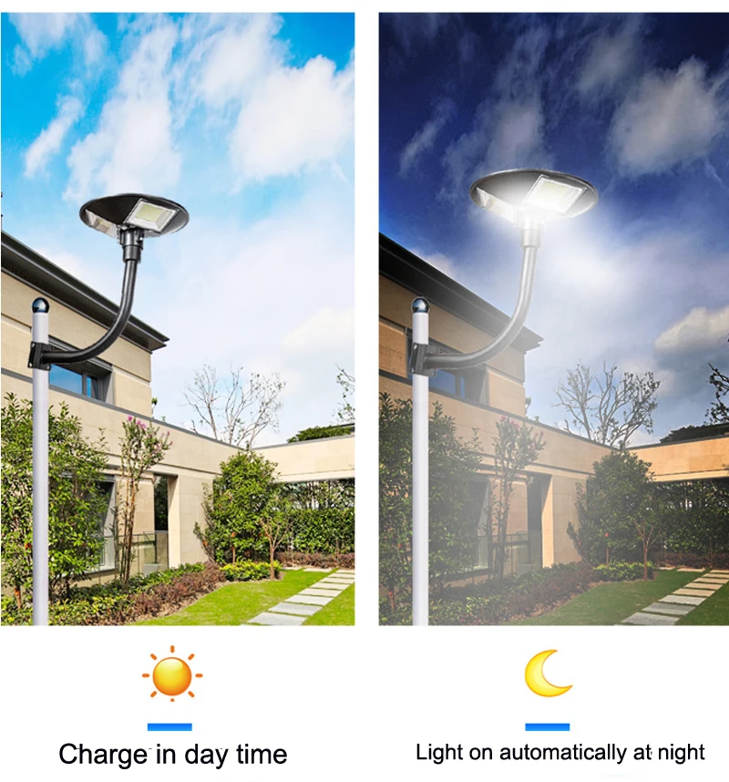 Light Control Radar Sensor ABS Housing Outdoor IP65 Waterproof 200w Solar Led Garden Light with Remote control