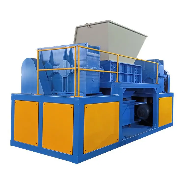 Waste scarp metal shredder / double shaft plastic pet bottle shredding machine for sale