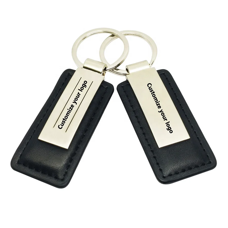 Wholesale Promotional Custom Blank rectangle heart round sublimation leather keychain custom key rings with logo