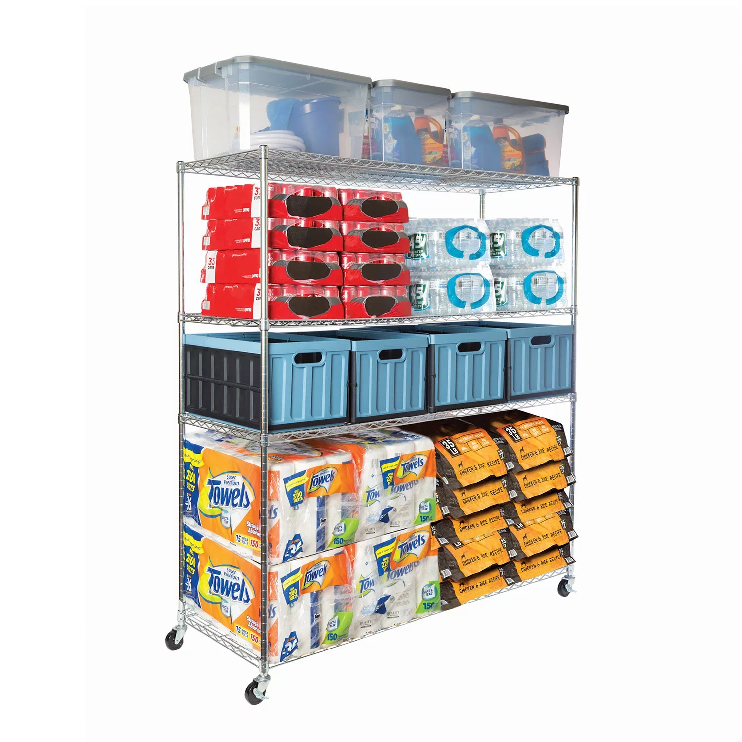 Organization Metal Chrome Storage Shelf Bathroom 4 Wheels Steel Storage Shelves Mesh Wire Rack Shelving