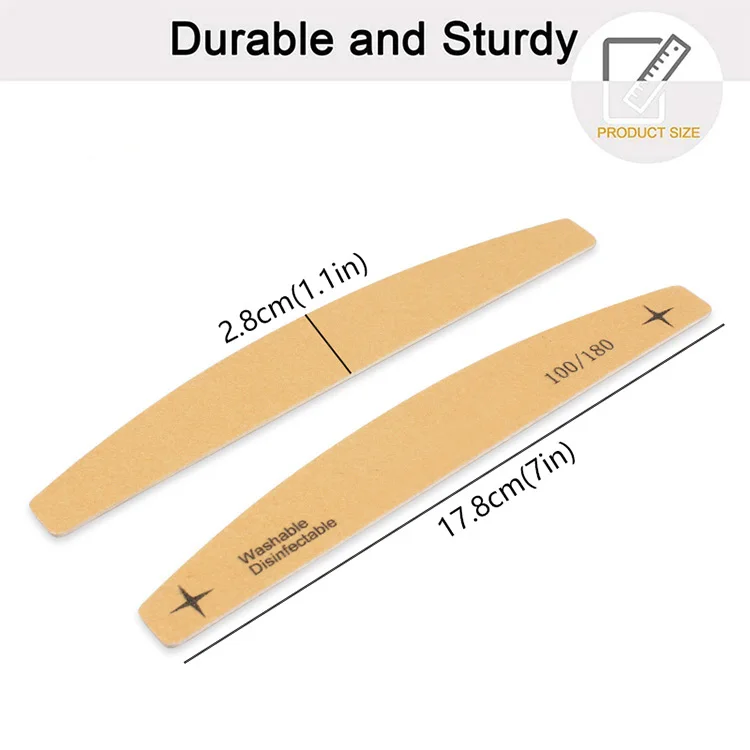 Double Sides Finger Filer Wooden 100 180 Grit Fingernail Manicure Tool Nail File Buffer for Home and Salon Use