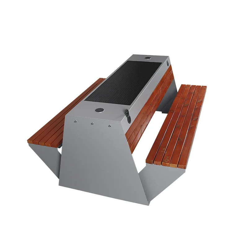 Solar Garden Bench Charger Wifi Bluetooth Audio Modern Smart Charging Bench Outdoor Solar Bench