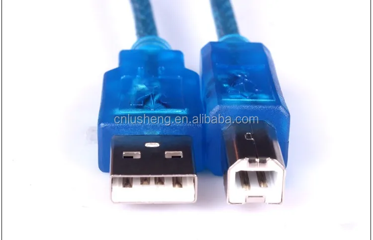 
6FT USB2.0 AM TO BM CABLE Transparent blue with LED light 