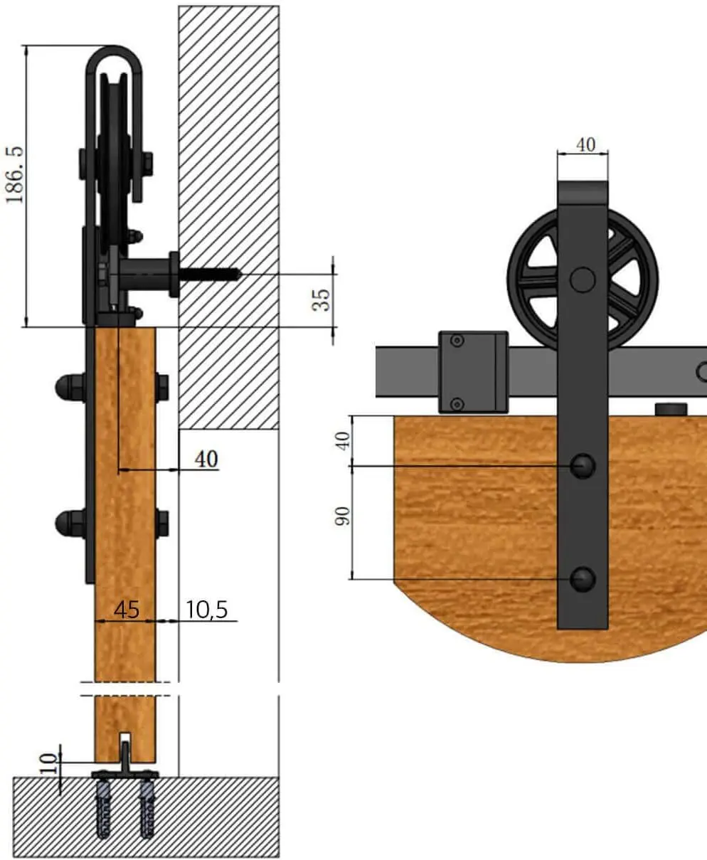 Barn Door Lifting Rail Complete Set Of Detachable Wooden Door Hardware For Household Sliding Door Track Sliding Rail