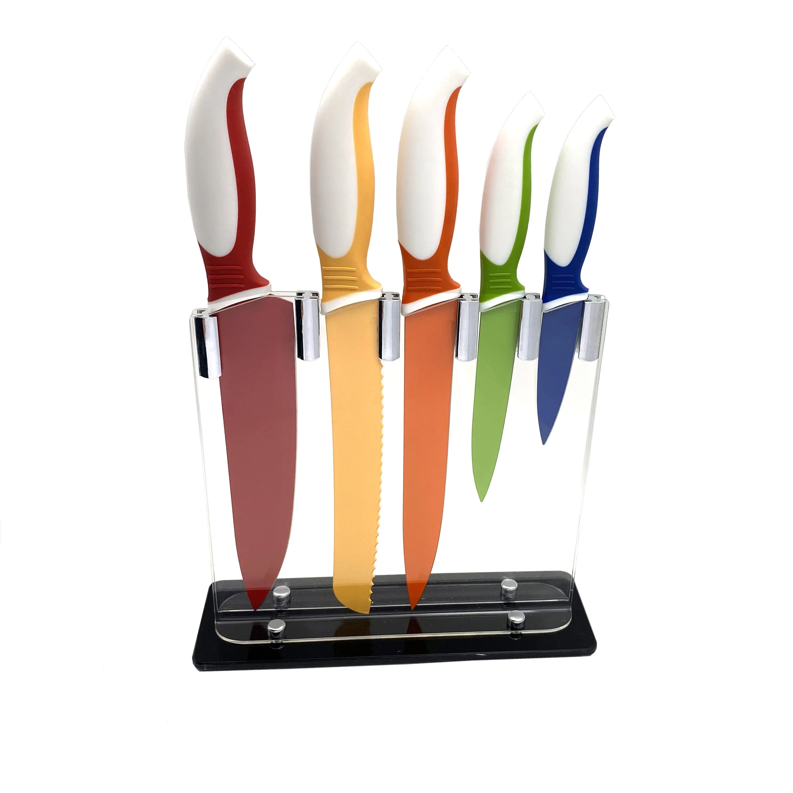 Top Seller 3cr13 Stainless Steel 5pcs Portable Durable Kitchen Knife Set With Pp Handle