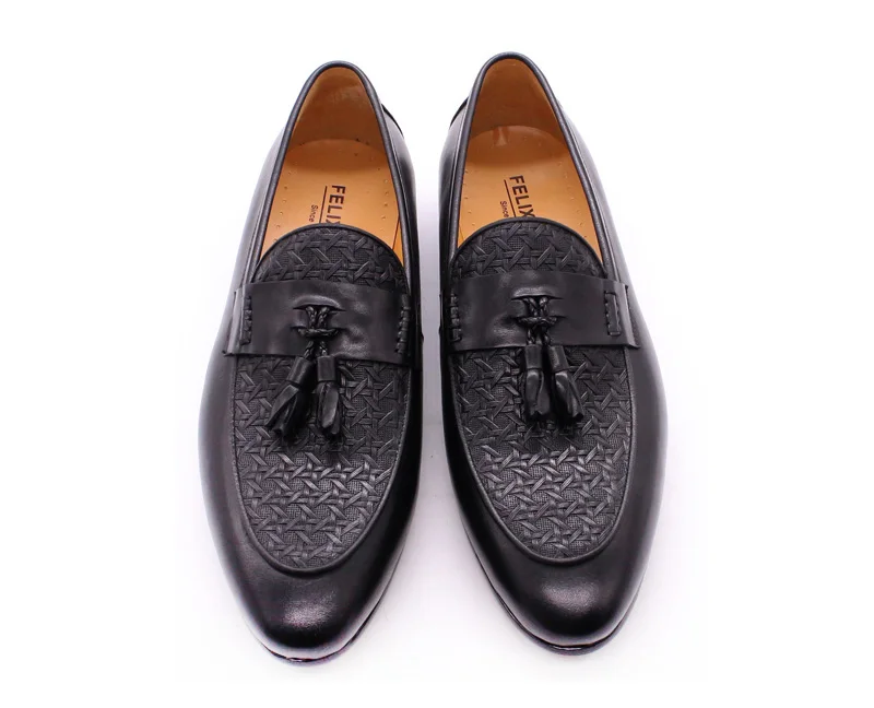 Tassels Genuine Leather Shoes  Casual Wing Pointed Shoes Men For Wedding Party Office Fashion Shoes