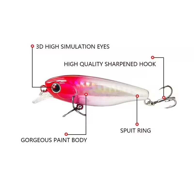 60mm 7g 10Colors Artificial Hard Fishing Bait Sinking Minnow Lures For Freshwater Saltwater Casting
