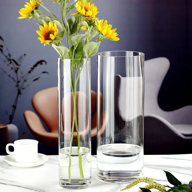Nordic Wedding Table Decor Clear Tall Flower Bud Vase Cylinder Glass & Crystal Vases