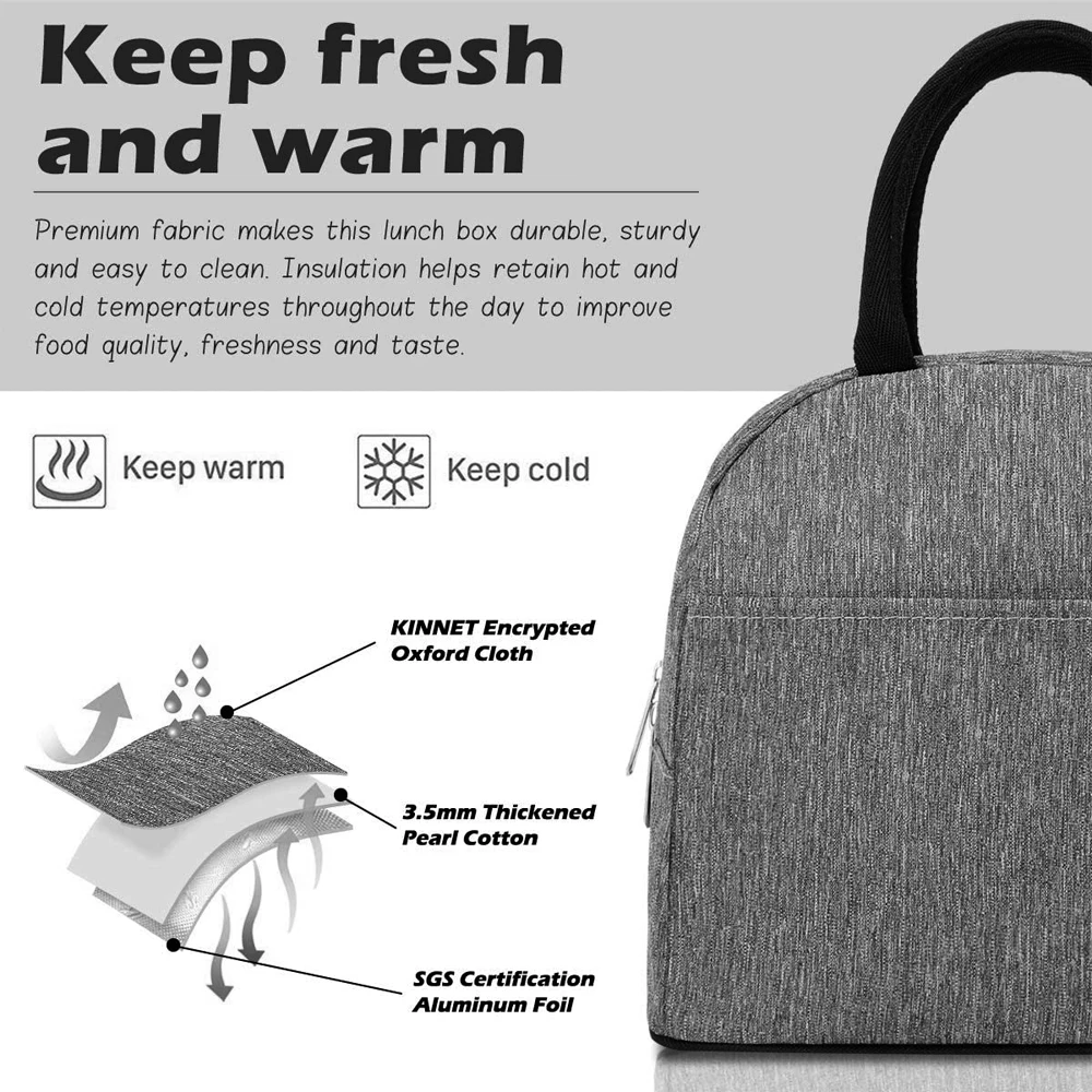 small thermal Cool Bag for Lunch bento Bag for Adults kids Carry Lunch Box