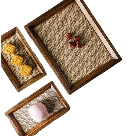 Wooden rectangular tea tray Household tea cup tea tray Hotel service tray