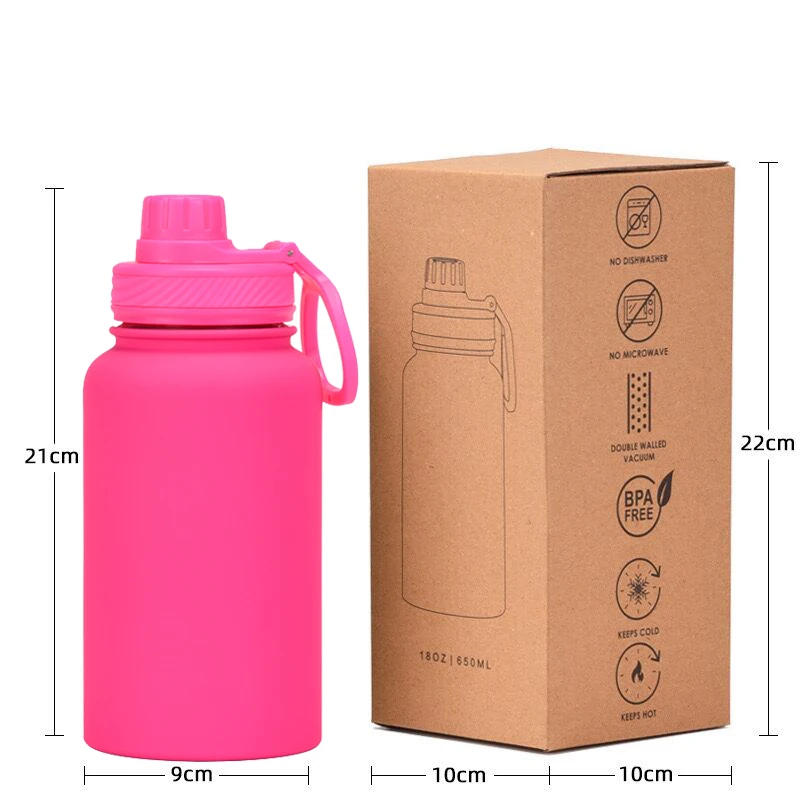 Yongkang OEM Wholesale Luxury Bpa Free Rubber Paint 650ML Insulated Stainless Steel Water Bottle With Logo
