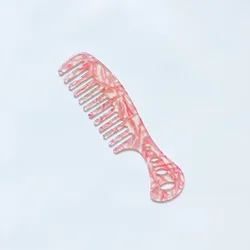 Light Color Carved Circle Hanging Floral Pattern Hair Comb Marble Stone Print Anti Static Resin Acid Curls Combs