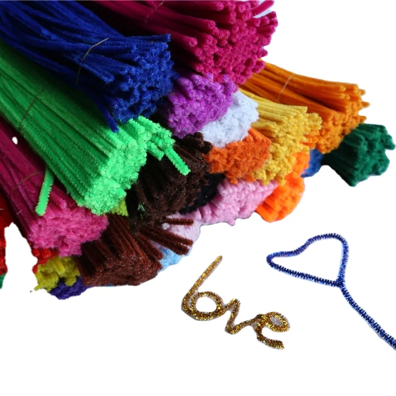 Оптовая продажа, разноцветные пушистые шенилловые стебли для детских игрушек