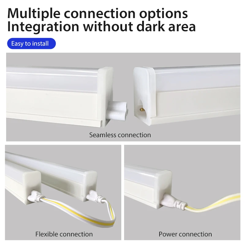 Linear Plastic Square Linkable T5 T8 Integrated LED Tube Light LED Energy Bulb Fluorescent Lamp Replacement CE RoHS , LTL-T5INT-