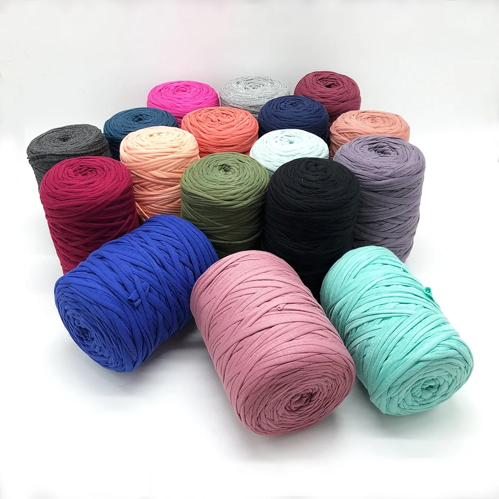 Wholesale t shirt yarn colorful spaghetti yarn 500g fancy crochet yarn
