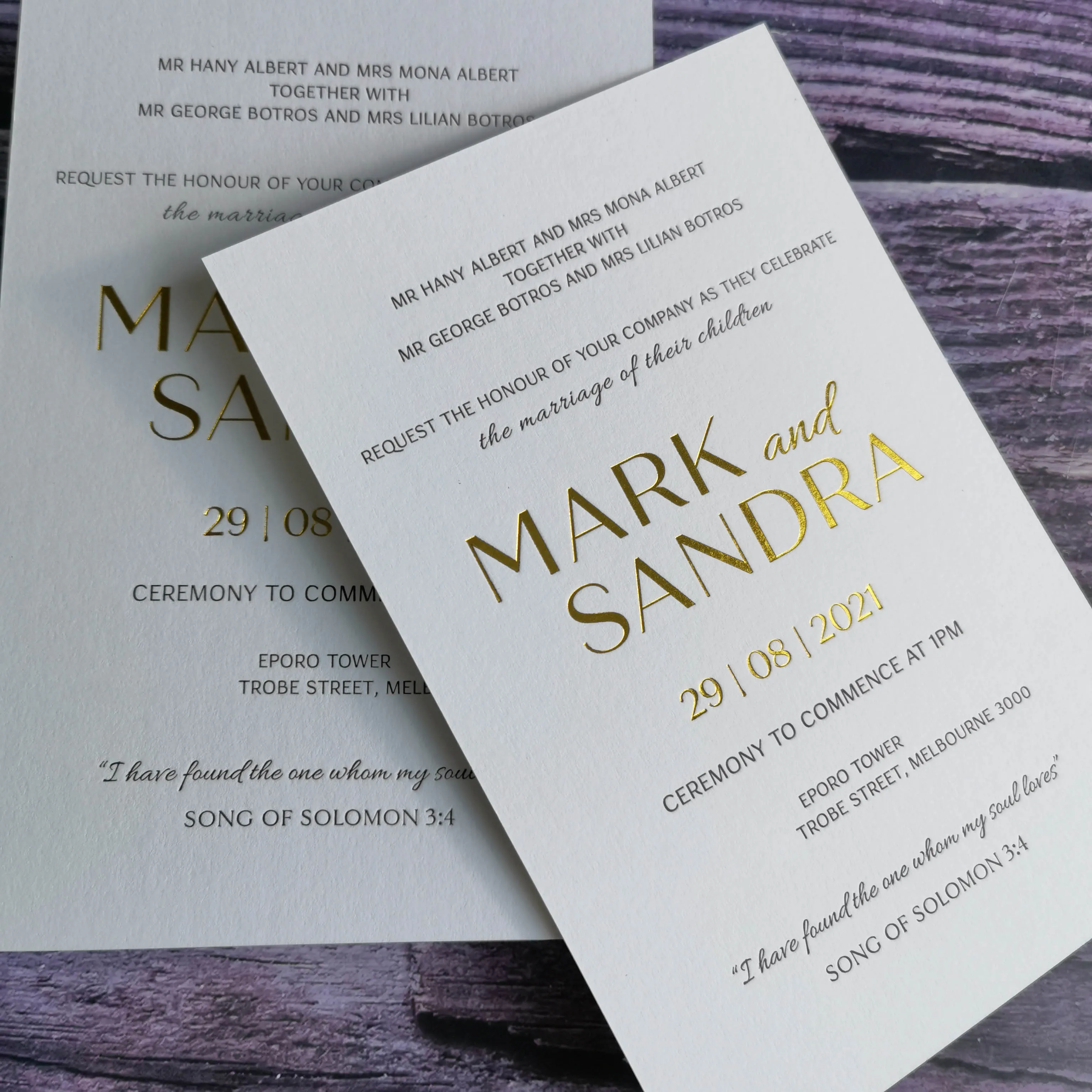 Custom Printing gold foil stamping Print Paper Invitations Design greeting cards