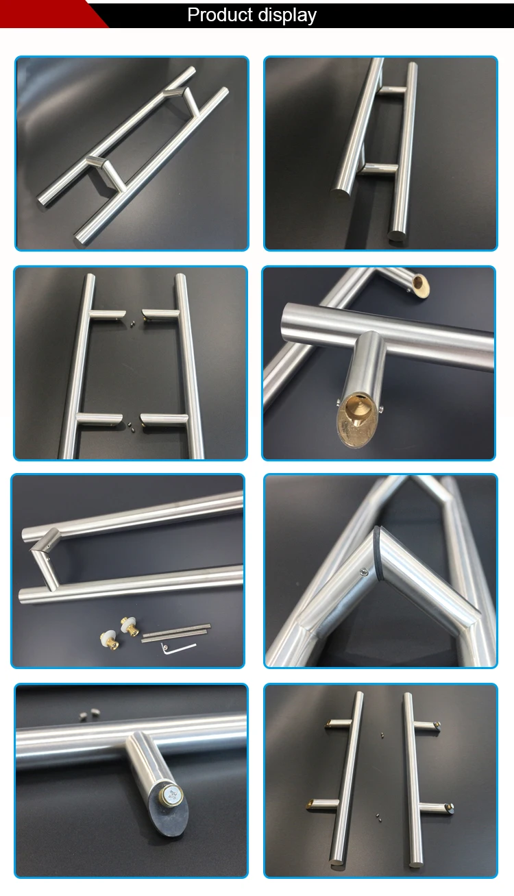 Stainless Steel Hardware Sliding Pull H Type Handles Interior Shower Bathroom Glass Door Handle