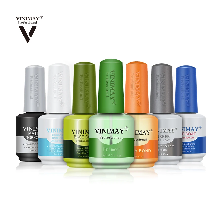 Vinimay Hot Sale Sealant Primer Easy Soak Off UV Gel Polish long lasting Base And Top Coat Gel Nail Polish Wholesale
