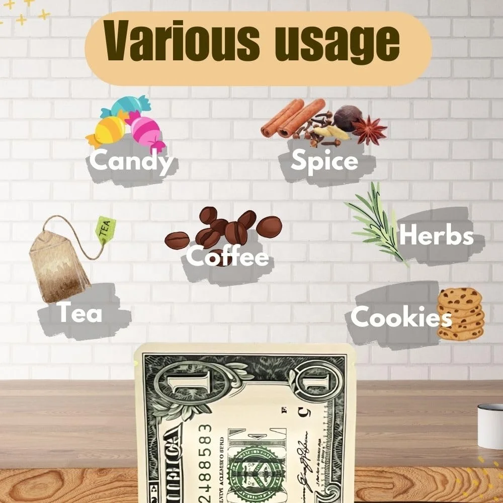 Custom Logo Dollar coin mylar bag Pouch Mylar Laser transparent Holographic Ziplock Bags custom assorted gummy packaging