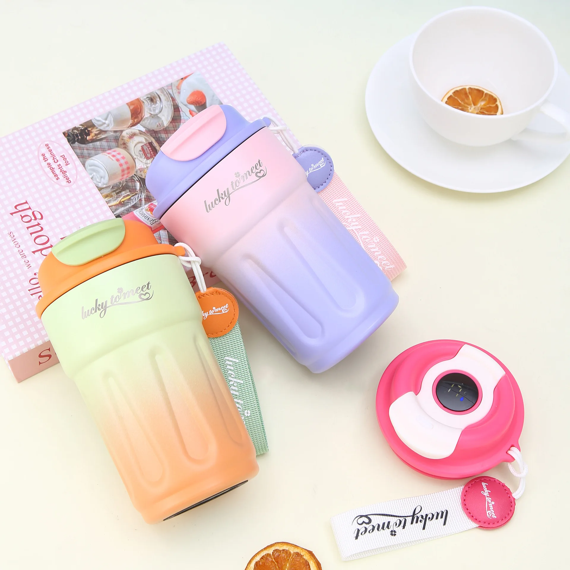 Temperature Display Led Smart Intelligent Reusable Coffee Cups With Lid Stainless Steel Leak-proof Insulated Tumbler Mug 420ml