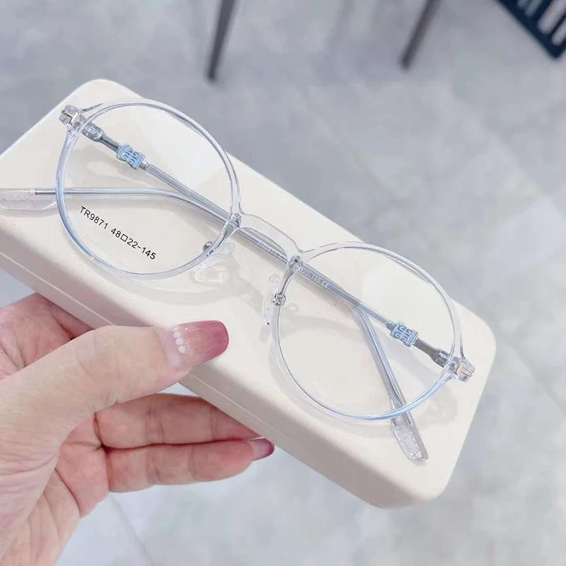 Tr9871New Korean Fashion Plain Glasses Tr90 Trendy Personality Round Frame Retro Glasses Frames for Eye Glasses
