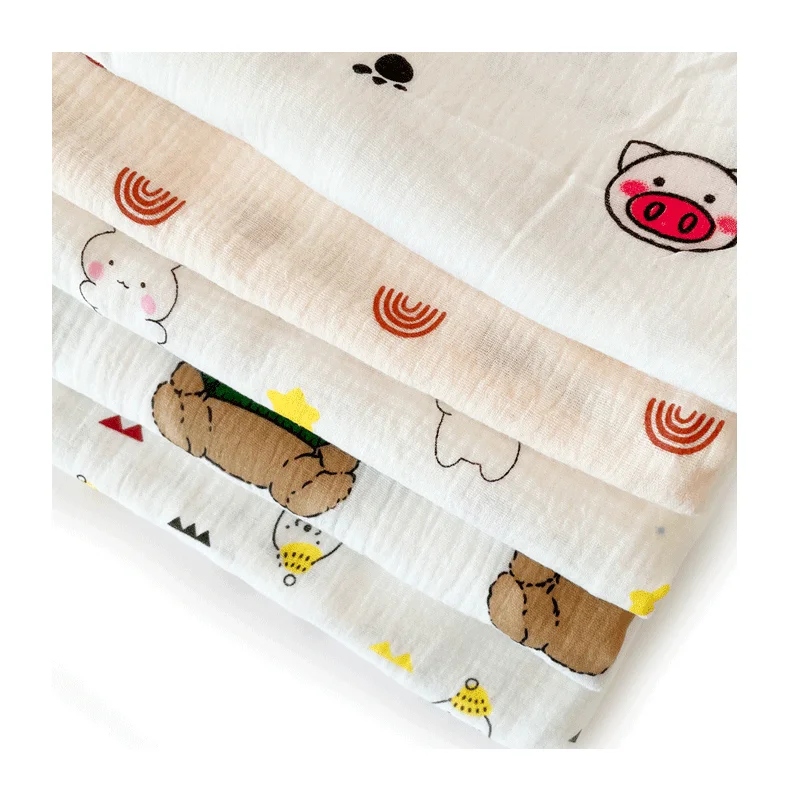 New Arrival Top Quality 100% Cotton Plain Weave Double Layer Use Printed Gauze Fabric For Baby Blanket