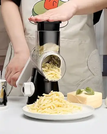 Factory 3 in 1 Rotary Cheese Grater Round Tumbling Box Shredder Drum Multifunctional Fruit & Vegetable Cutter with Handle