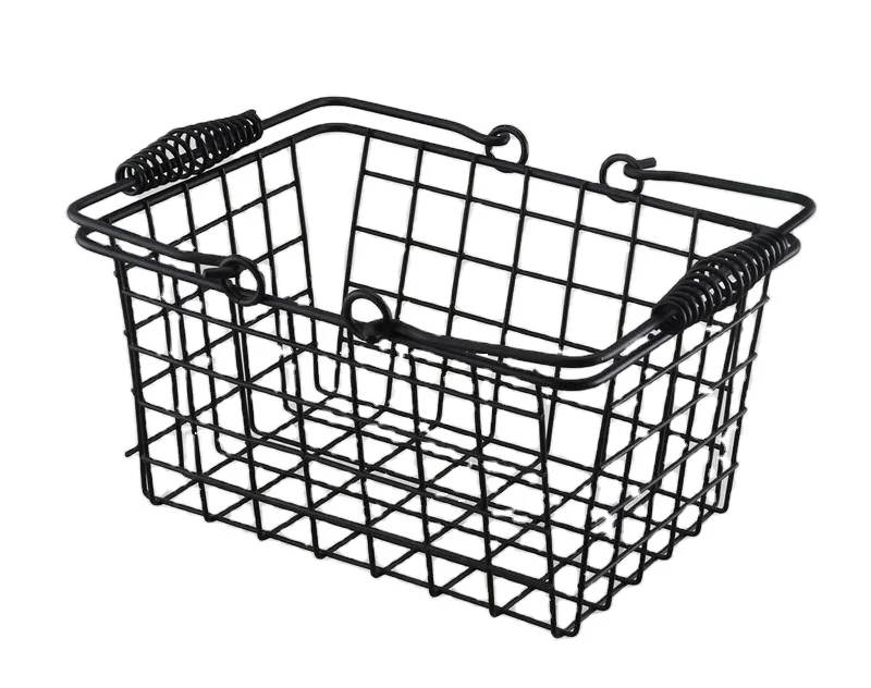 Creative Countertop Iron Black Table Organizer Vegetable Mesh Bowl Kitchen Storage Metal Wire Fruit Basket