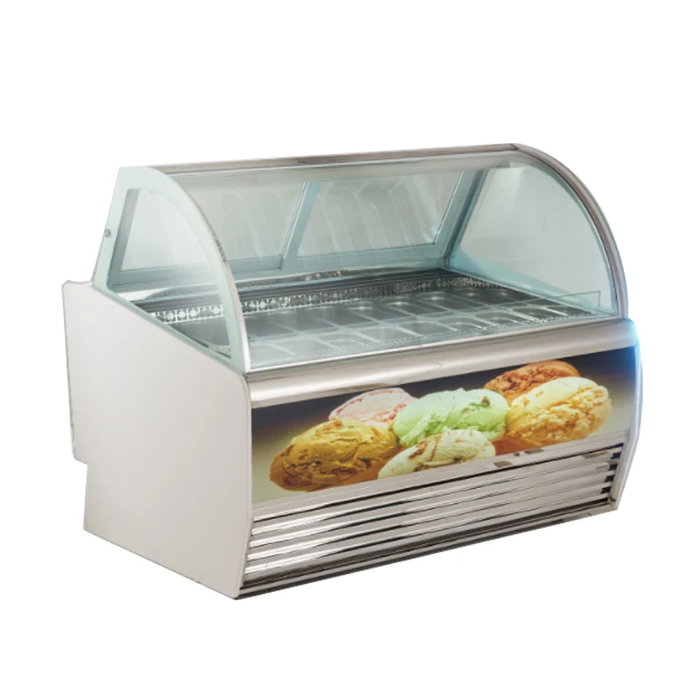 Commercial Ice Cream Mobile Soft Display Refrigerator Freezer Countertop Display Showcase