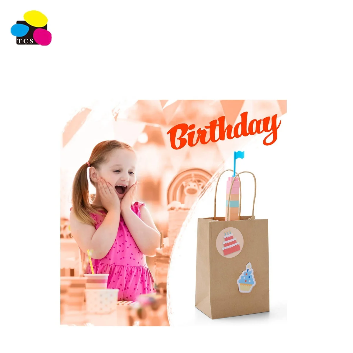 High quality 25pc/pack 5 x3.75 x8  Gift Party Brown Kraft Paper Bags with Durable Handles For Party